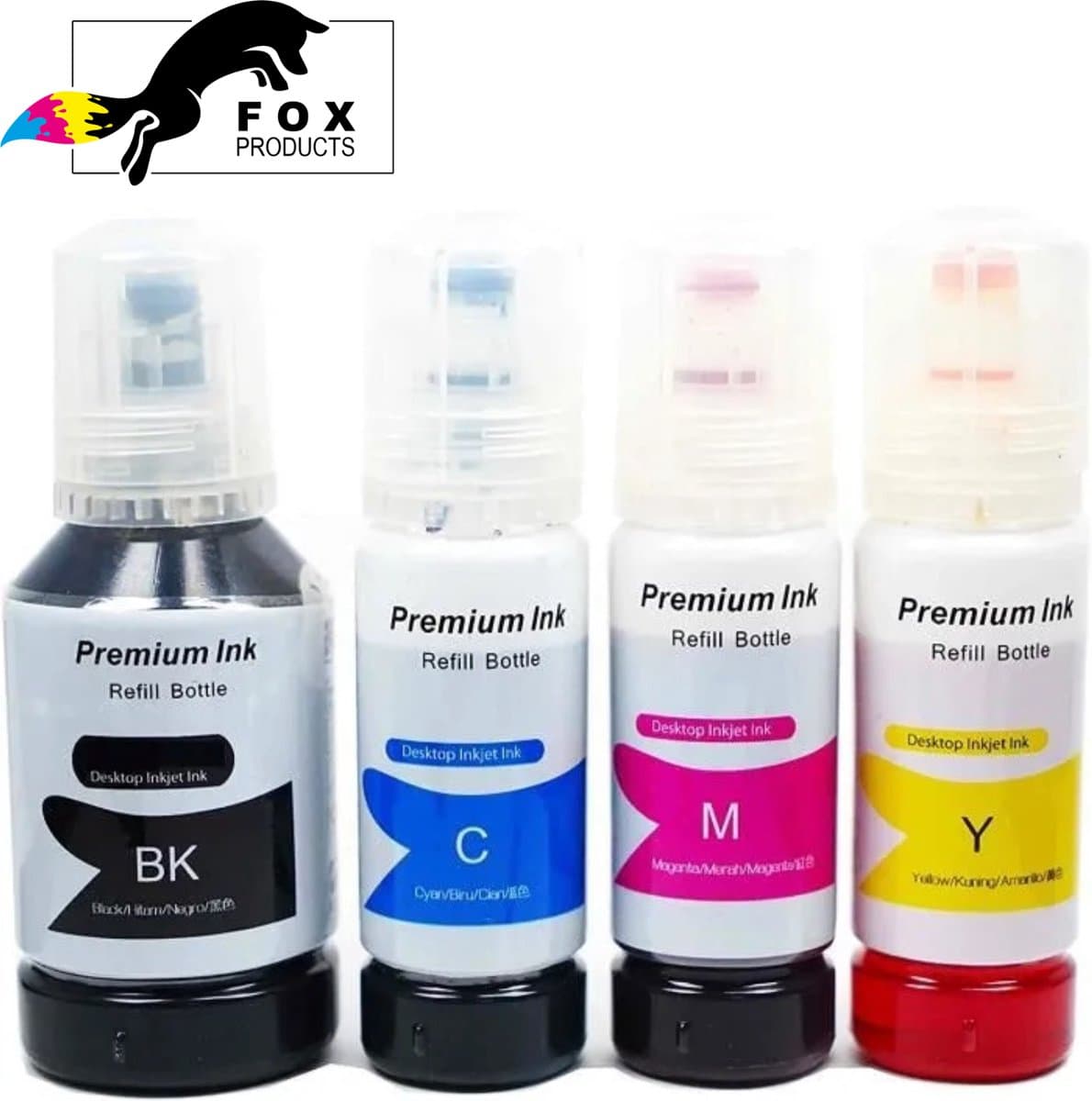 FoxProducts® EP- 101 102 103 104 105 106 ecotank - 4 x navul inkt geschikt voor Epson - ET-2700, ET-2750, ET-2751, ET-2756, ET-2850, ET-2851, ET-2856, ET-3700, ET-3750, ET-3850, ET-4750, ET-4850, ET-4856, ET-15000 101XL 102XL 103XL 104XL 105XL 106XL
