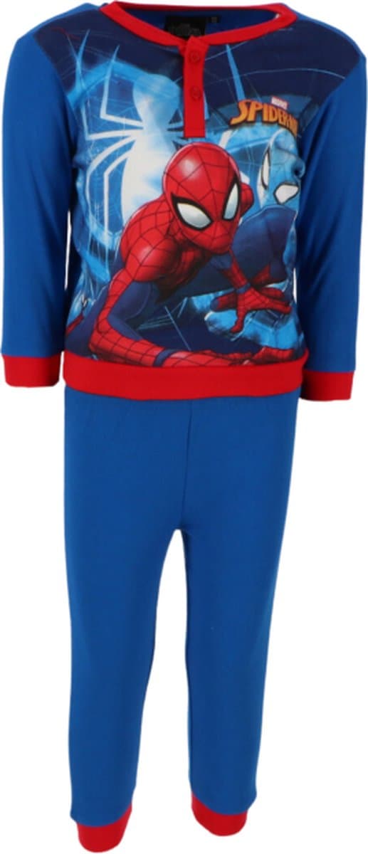 Spiderman pyjama - pyjamaset - blauw - rood - katoen - maat 98 - 3 jaar - in geschenkendoos.