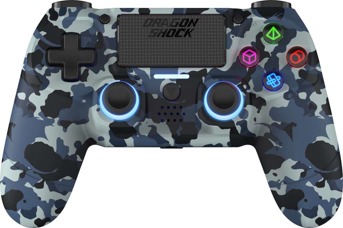 DragonShock - MIZAR BT - Draadloze Controller Blauw Camo - Geschikt voor PS4, PC en Mobile