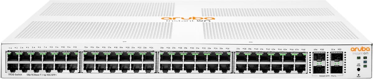 HPE Aruba Networking Aruba Instant On 1930 48G Class4 PoE 4SFP/SFP+ 370W Managed L2+ Gigabit Ethernet (10/100/1000) Power over Ethernet (PoE) 1U Wit