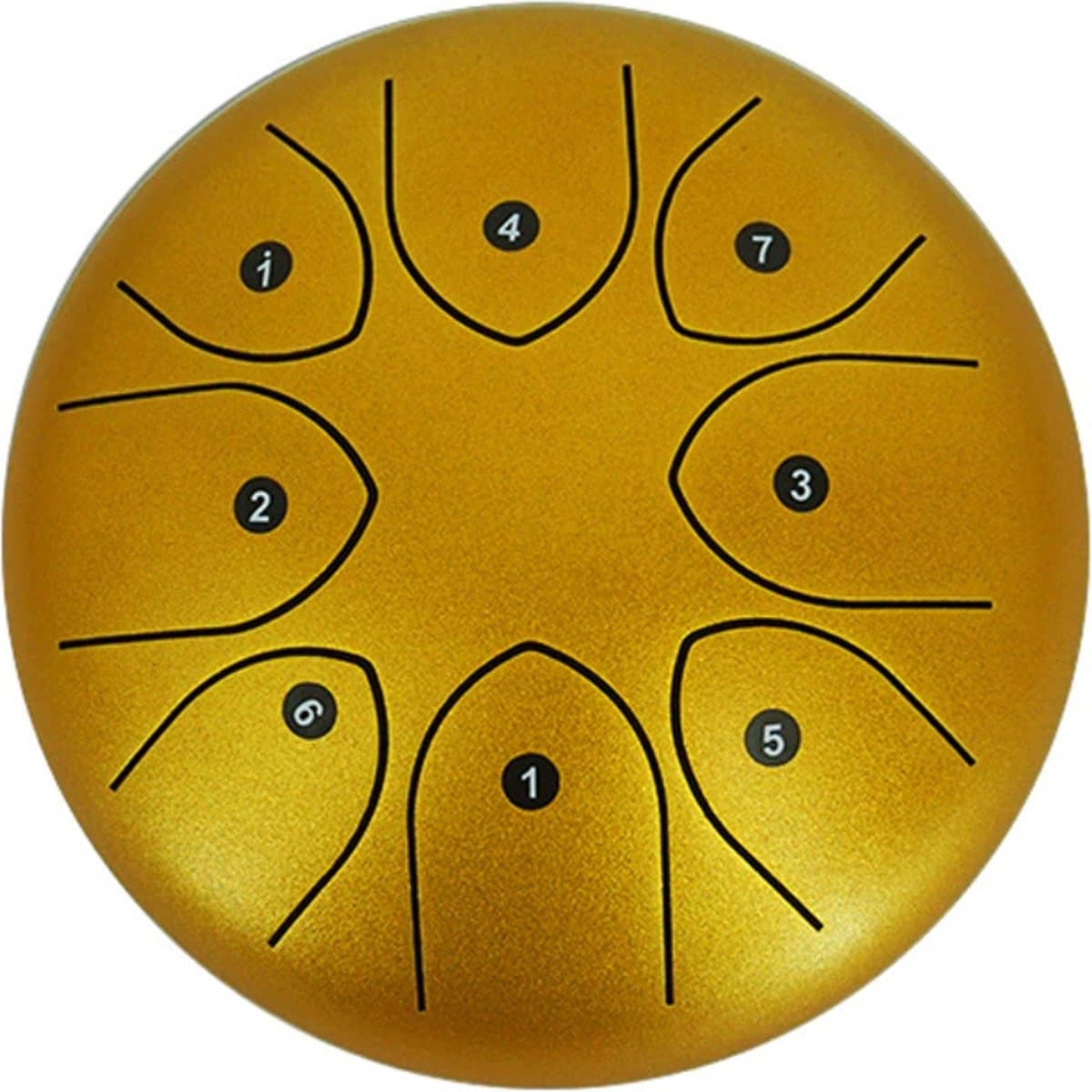 Bolture Handpan - Steel Tongue Drum - Klankschaal - Hang Drum - Inclusief Drumsticks en Opbergtas - 8 Noten - 20cm - Goud