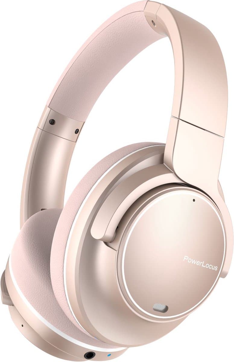PowerLocus MoonFly Koptelefoon Over-Ear met Passief Noise Cancelling, Draadloze Hoofdtelefoon, Voice Assistant Activation - Rose Gold