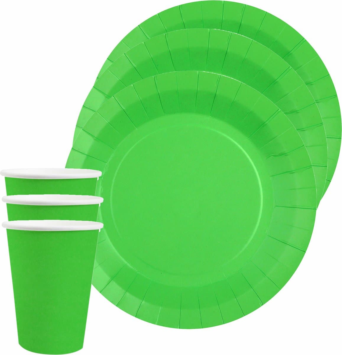 Santex feest/verjaardag servies set - 20x bordjes en bekertjes - felgroen - karton