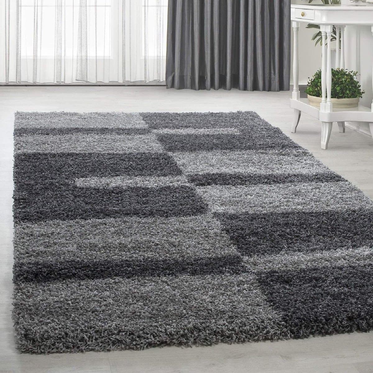Hoogpolig shaggy vloerkleed - Manhattan 100x200 CM Grijs  3 CM