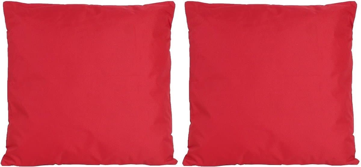 Set van 2x stuks bank/Sier kussens voor binnen en buiten in de kleur rood 45 x 45 cm - Tuin/huis kussens