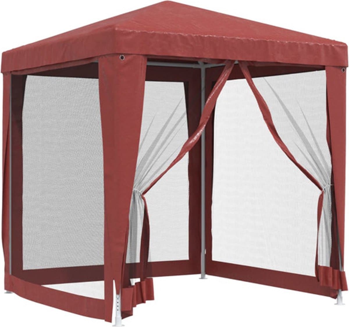vidaXL - Partytent - met - 4 - mesh - zijwanden - 2x2 - m - HDPE - rood
