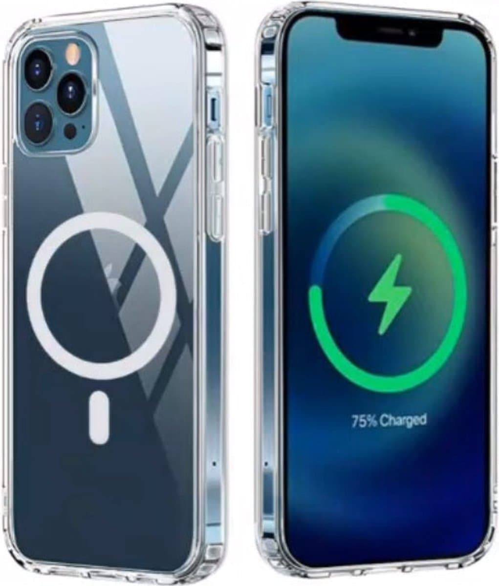 Xtabarya Hoesje Geschikt voor iphone 11 pro max Hoesje Magnetisch met HaloLock Ring , Transparant cover iPhone 11 pro max- Doorzichtig