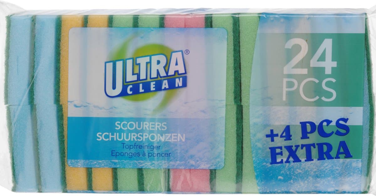 Schuursponsjes / schoonmaaksponsjes - 24x stuks - 8 x 5 cm - schoonmaken