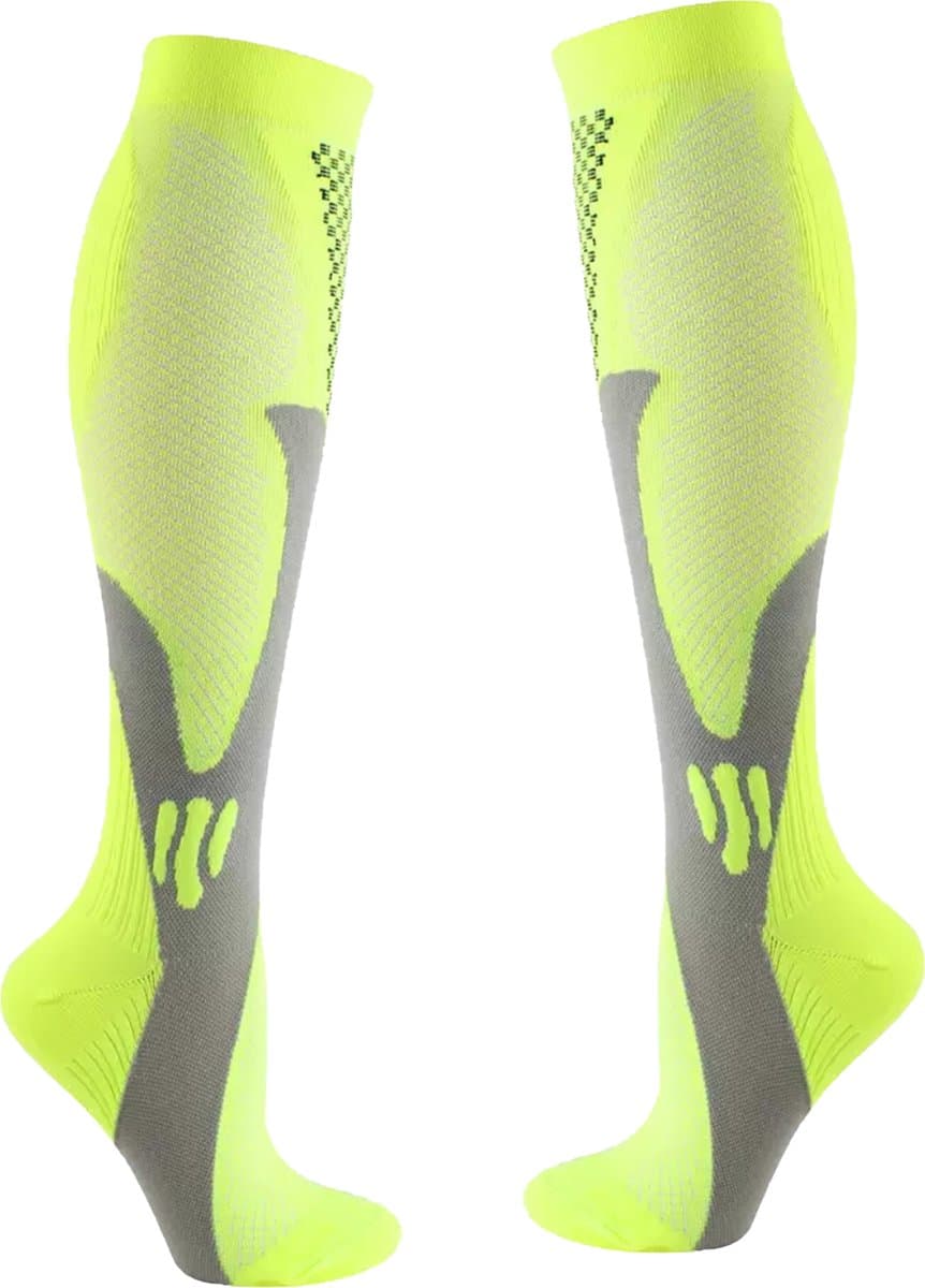 MyStand Compressie Sokken Voor Hardlopen - Steunkousen Vliegtuig - Maat L/XL - Geel