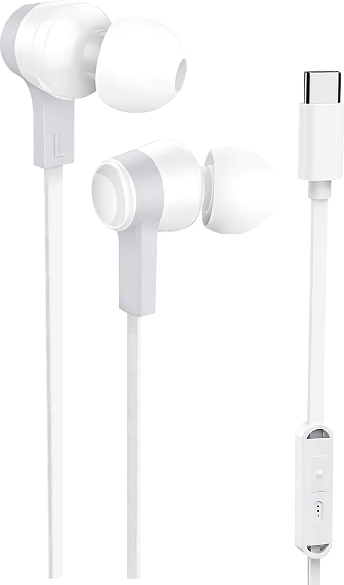 Golden Sound Bedrade oordopjes - Siliconen eartips - Oordopjes met draad en microfoon USB-C aansluiting - Wit