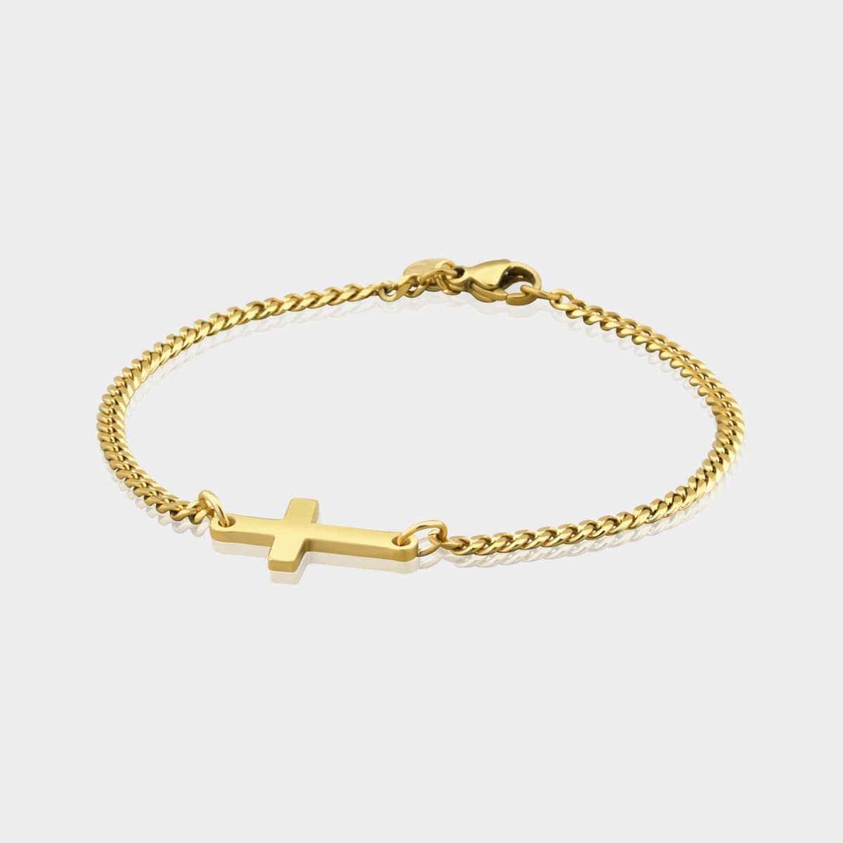 Cuban Cross Armband 3 mm - Gouden Schakelarmband met Kruisje - 21 cm lang - Armband Heren - Olympus Jewelry