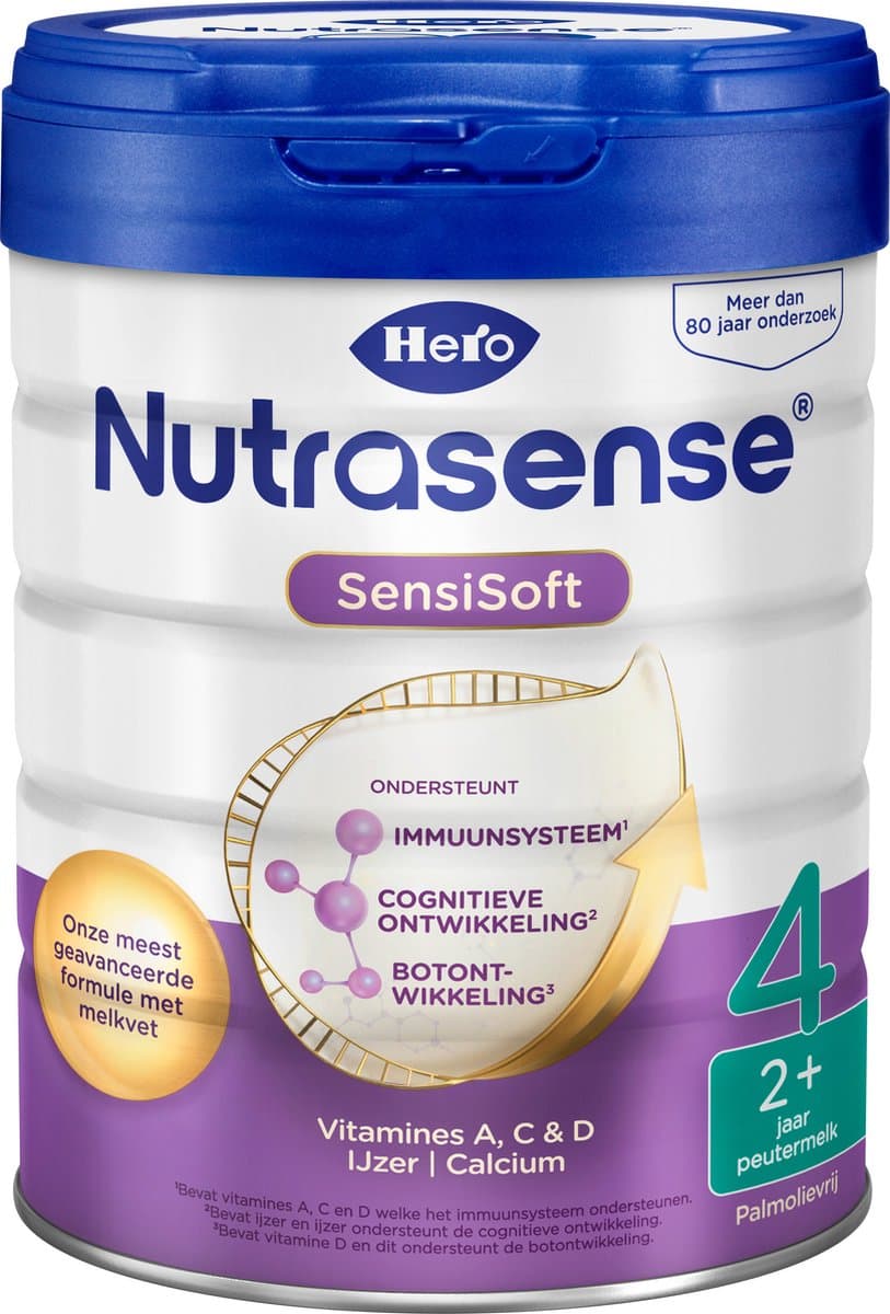 Hero Baby Nutrasense 4 (2+ Jaar) - Flesvoeding - 1 x 700gr - Peutermelk - met Melkvet - Palmolie Vrij