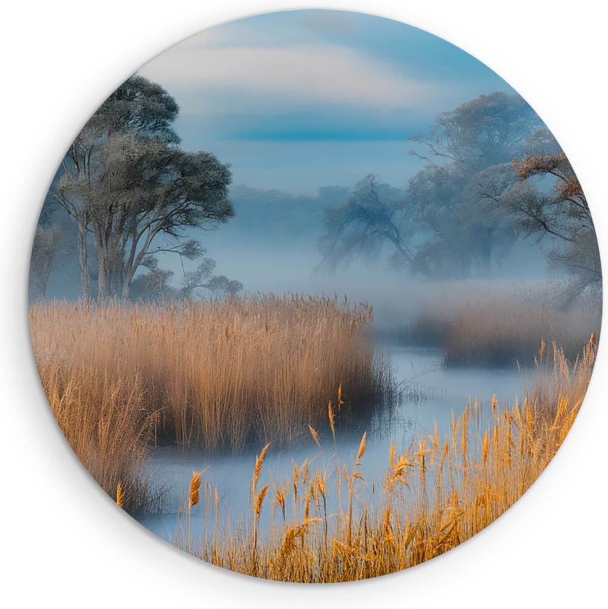 Saammp Forex Muurcirkel - Abstract - Mist - Landschap - Natuur - Ø 80 - Wandcirkel - Wanddecoratie Cirkel - Muurdecoratie Woonkamer - Slaapkamer decoratie - Rond Schilderij
