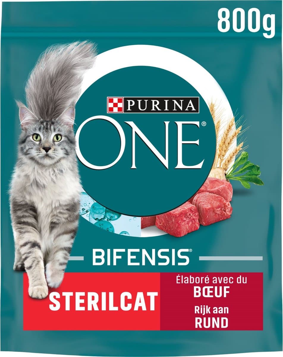 Purina ONE Sterilcat - Rund/Granen - Kattenvoer - 8x 800 g