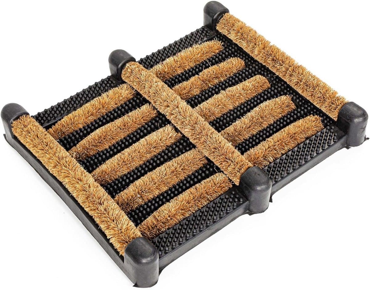 Zylo® Borstelmat voor Buiten - Voetenveger met Borstels - Deurmat - met Rubberen Voetveger Antislip - Weerbestendig - 30x35x5cm - Zwart