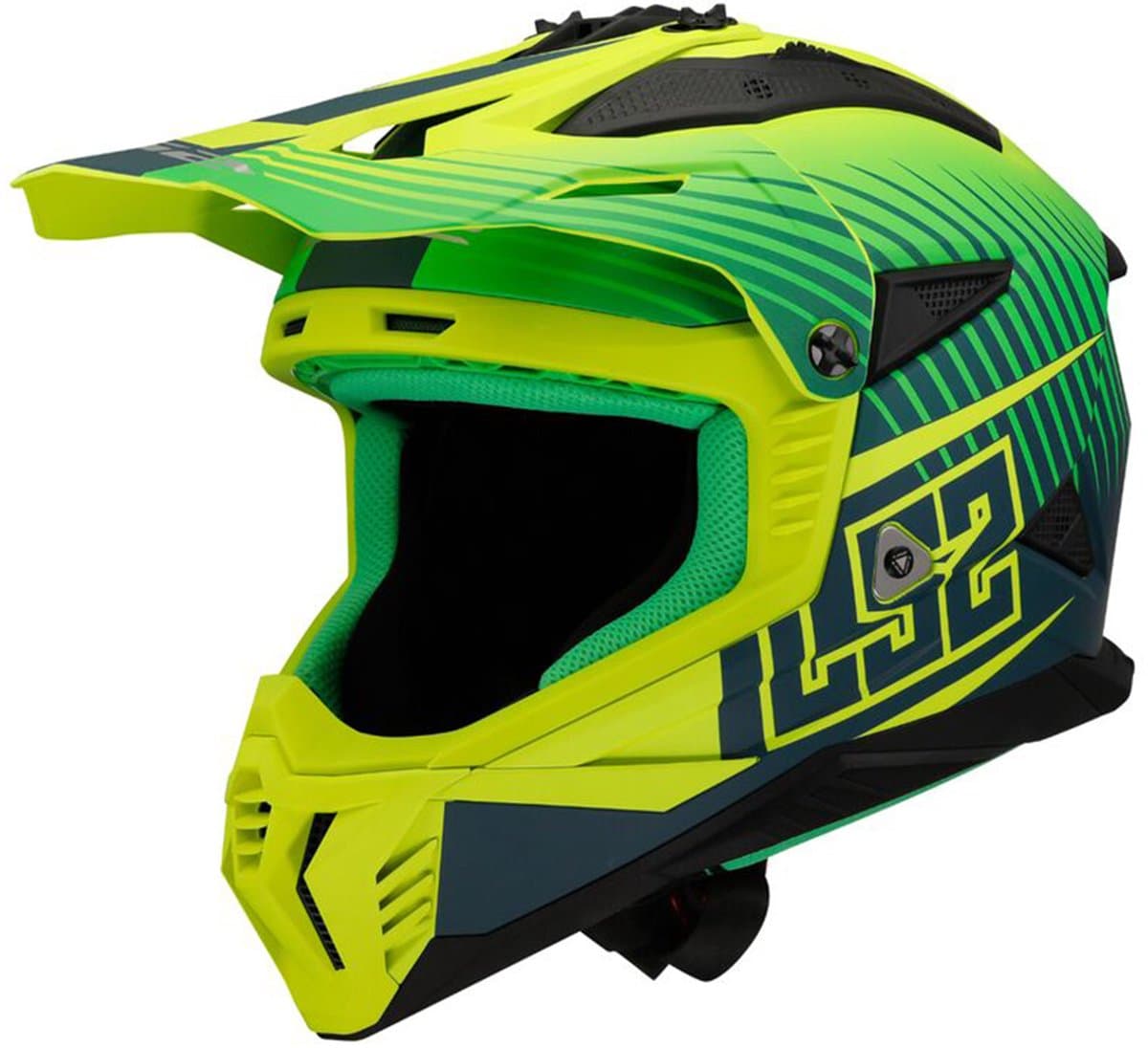 LS2 MX708 Fast II Duck M.H-V Groen H-V Geel Offroad Helm - Maat S - Helm