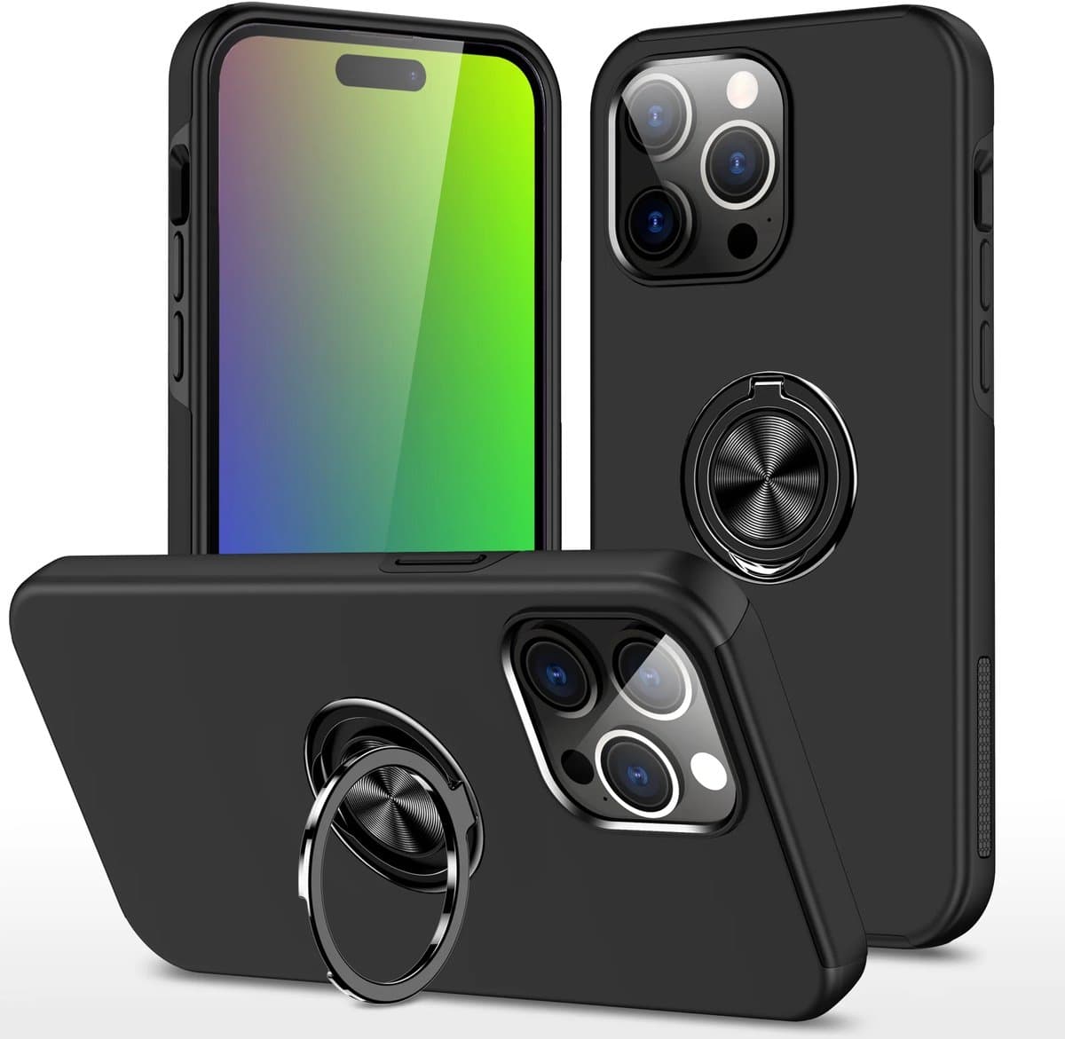 Telefoonhoesje Met Vingerring & Magneet voor Telefoohouders - Hoesje Geschikt voor: iPhone 16 Pro Max - Zwart