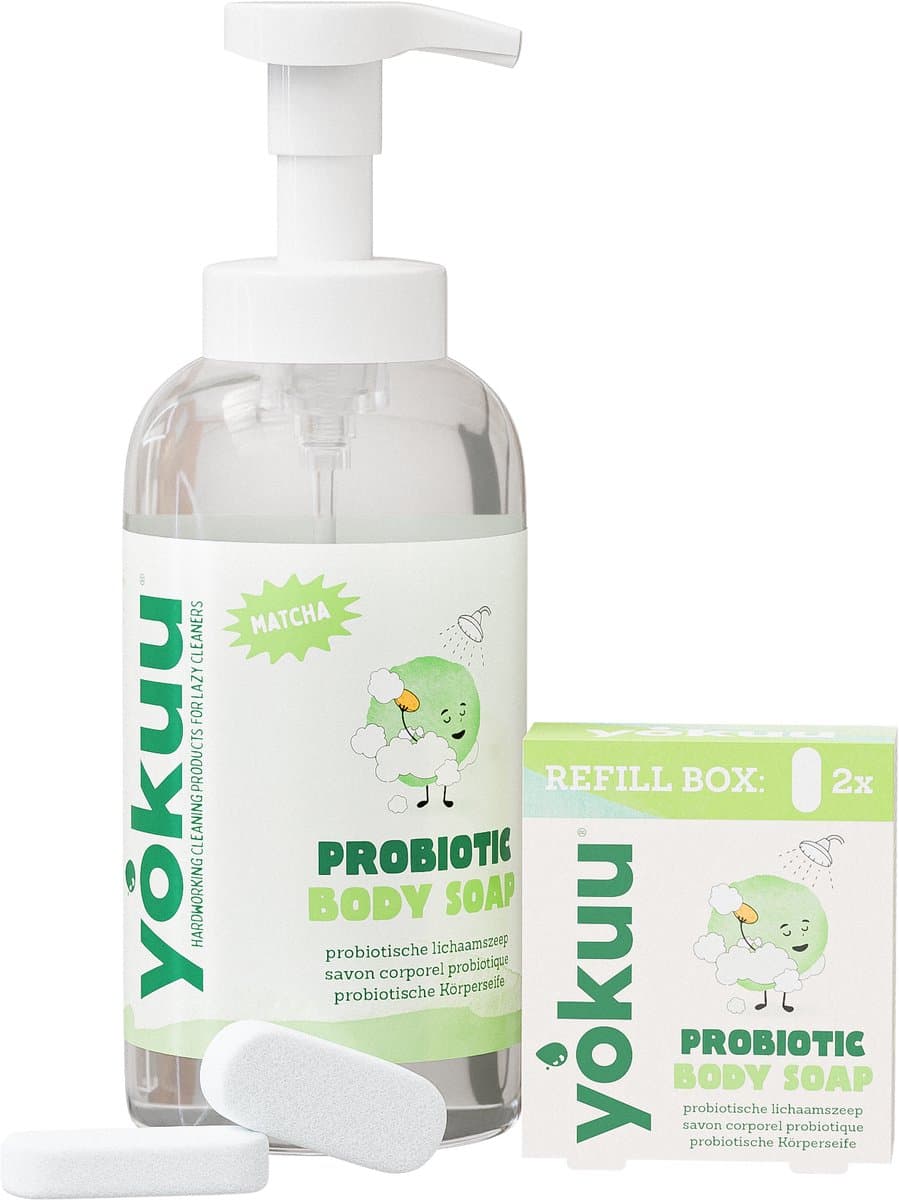 YOKUU Probiotische Body Soap Matcha - Startkit 1 Parel en 1 Spray - Lichaamszeep met 100% Natuurlijke Ingrediënten