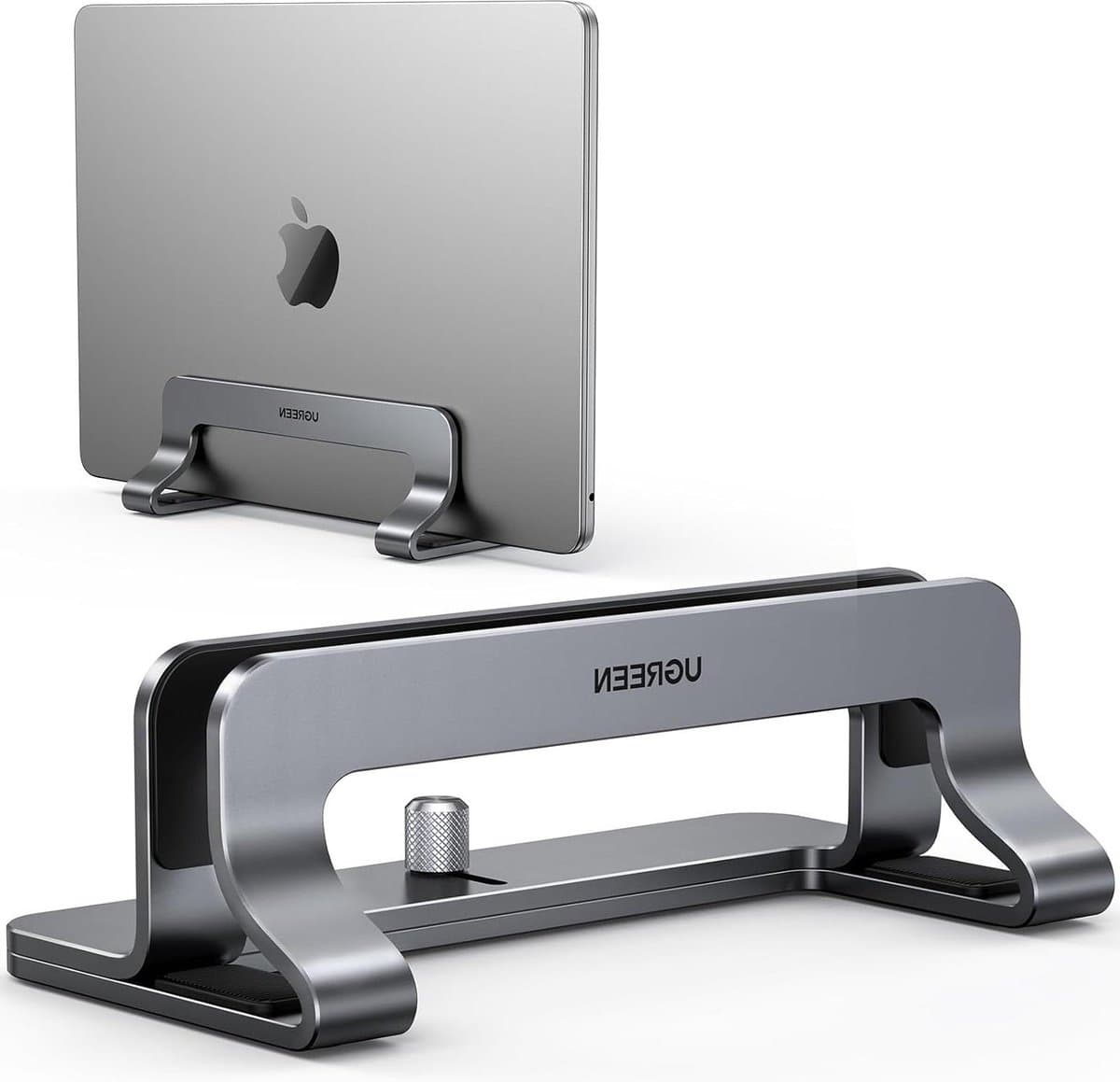 Vertikaler Laptop Ständer Aluminium - Platzsparender Laptop Halter mit thermischer Basis - für LaptopsMacBook AirPro iPadTablets (grau)