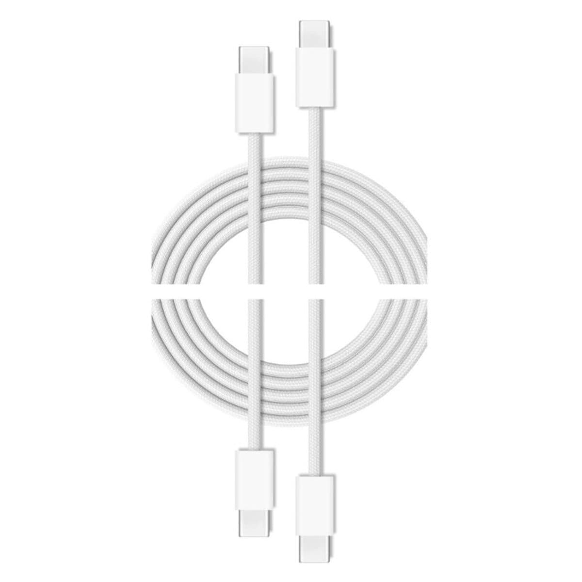 Cubenest 2-pack USB-C Oplaadkabel 60W 1m - USB-C Naar USB-C Kabel - Silicone Gevlochten - Oplaadkabel - Universeel - Snellader - Wit