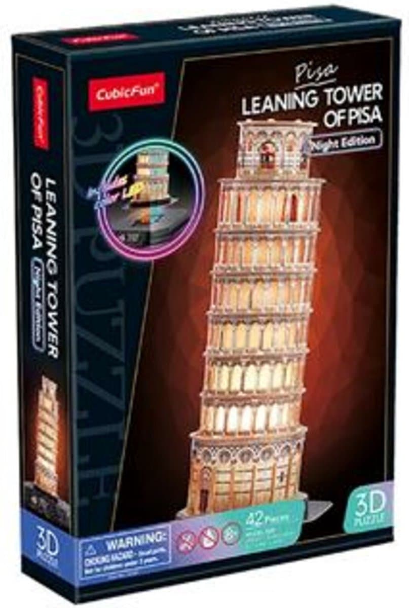 CUBIC FUN 3D Puzzel Pisa LED - Kunststof, Scheve Toren van Pisa