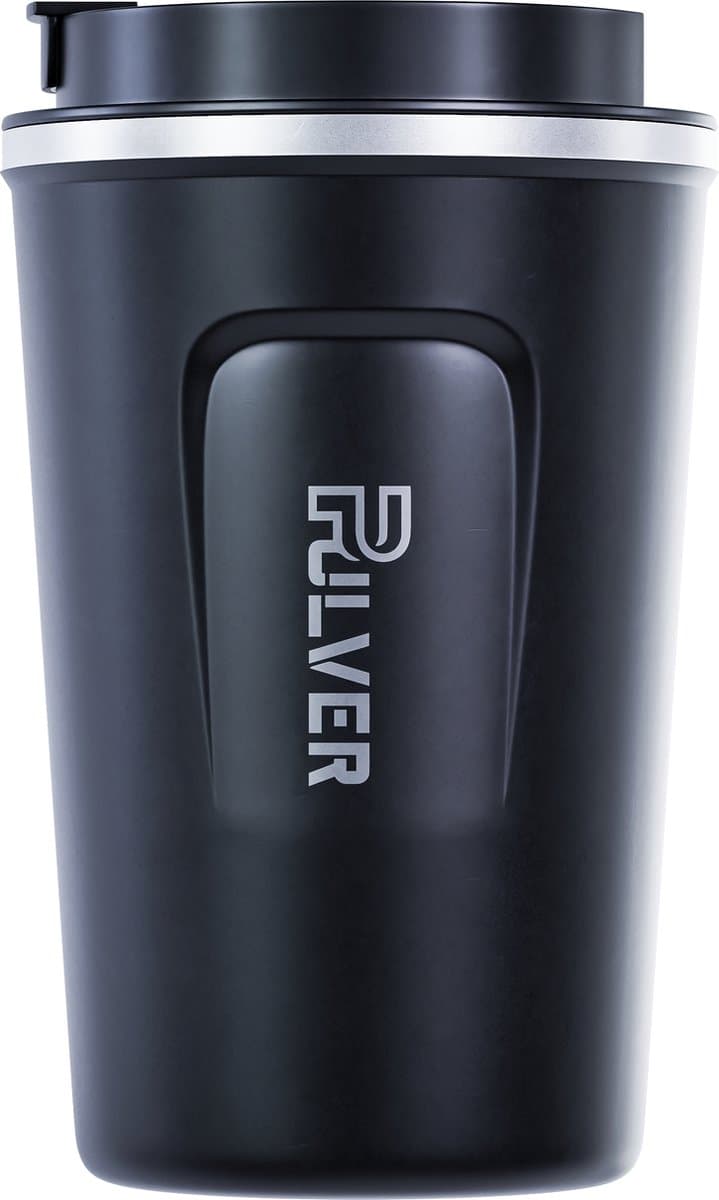 Pulver Koffiebekers to go - Thermosbeker - Lekvrij, RVS & Dubbelwandig Koffie Beker / mok - 380ml - travel mug - Zwart