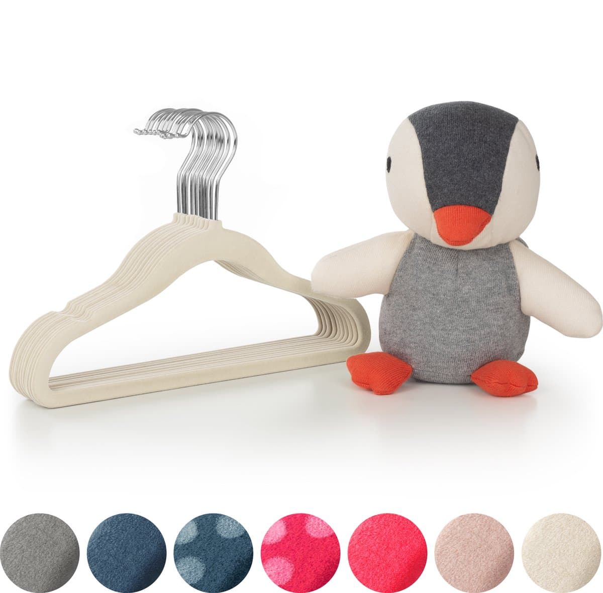 Laleni Fluwelen Kledinghangers Kinderen - Kleerhangers Peuter - Ivoor - Set van 50