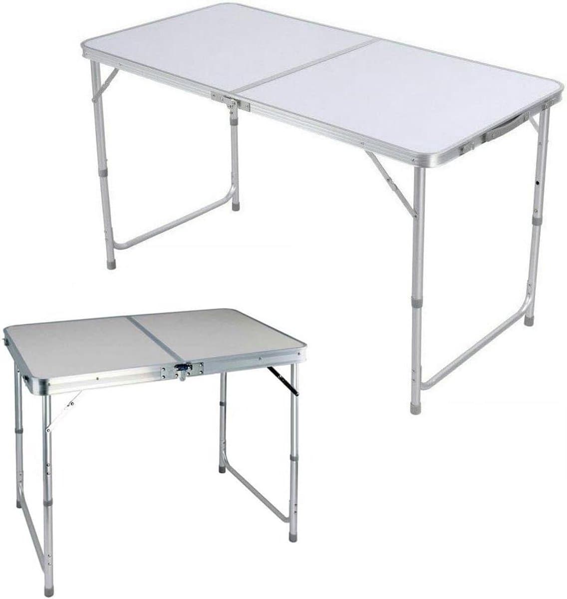 Klaptafel Campingtafel - Draagbare Tafel - Buitenactiviteiten - In hoogte verstelbaar - 120 x 60 x 70 cm - Aluminium
