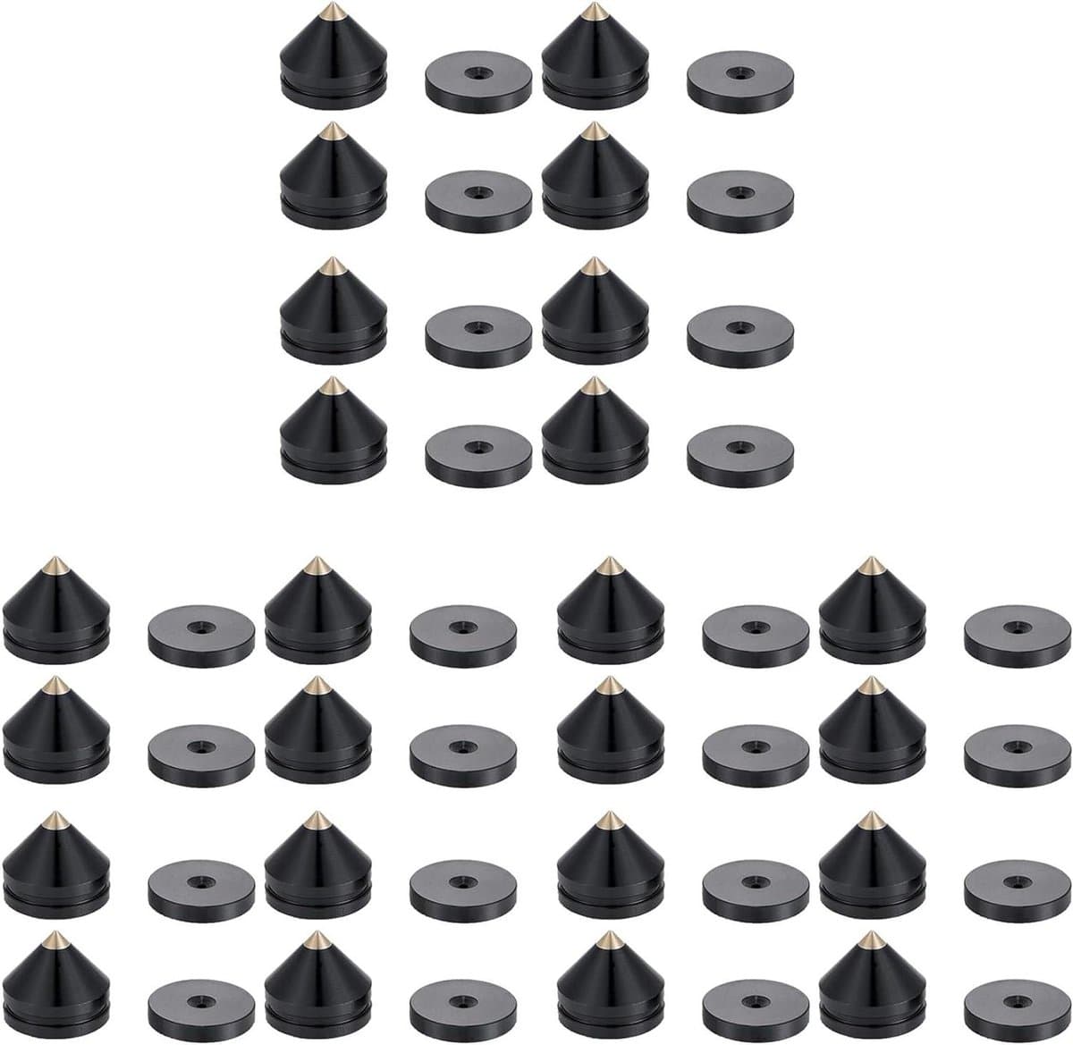 Luidspreker Voet Pads - Spikes Set - Geluid Verbeteren - Trillingen Minimaliseren - 24 Stuks - Zwart