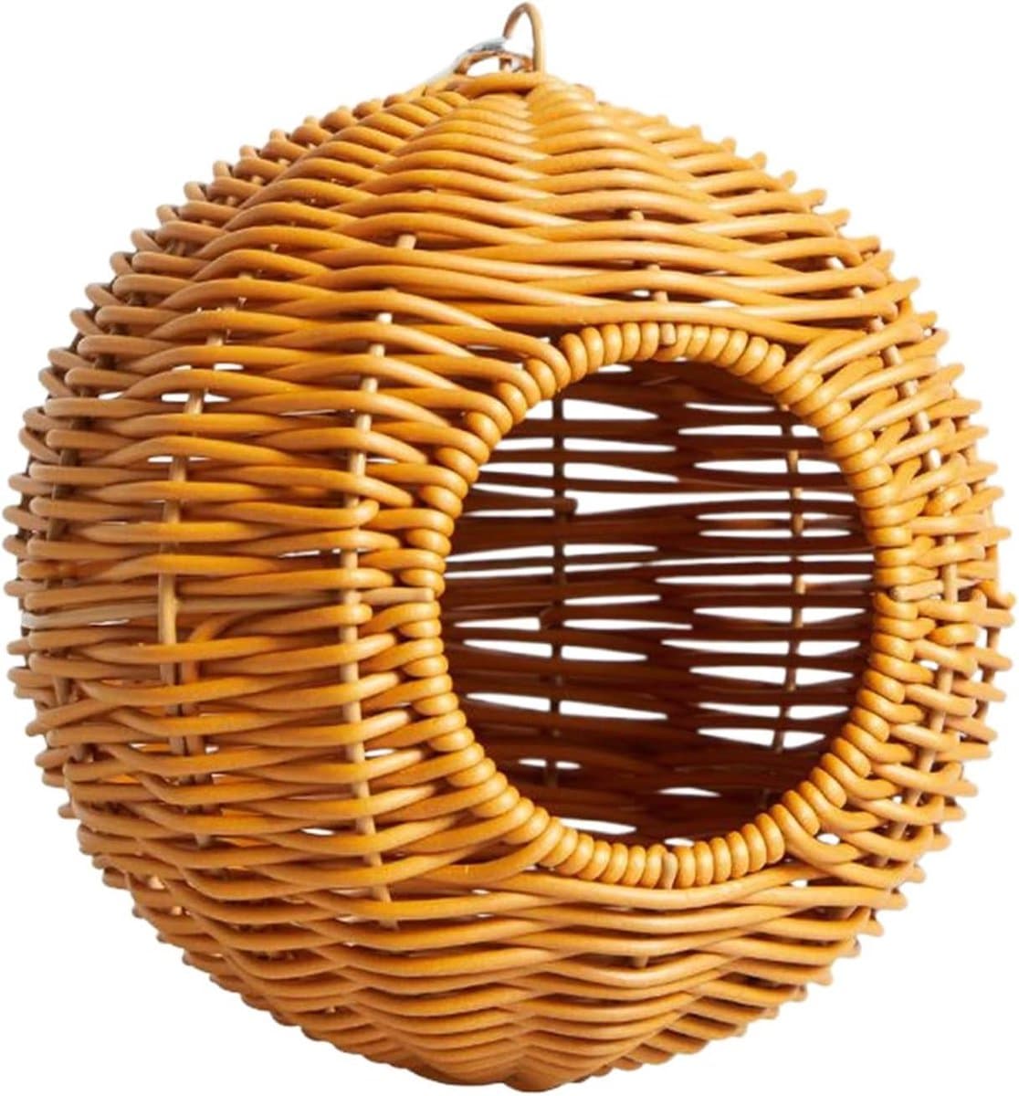 Vogelnest Huisje - Vogelhut Rotan - Vogels Nestelen - Handgeweven Constructie - 16 x 15 x 16 cm - Bruin