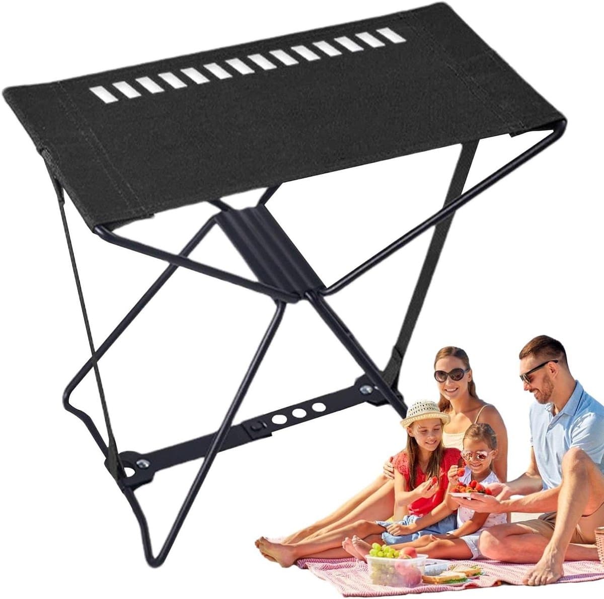 Opvouwbare Campingstoel - Klapkruk Voetensteun - Outdoor Zitten - Robuuste Constructie - 150 kg Draagvermogen - Zwart