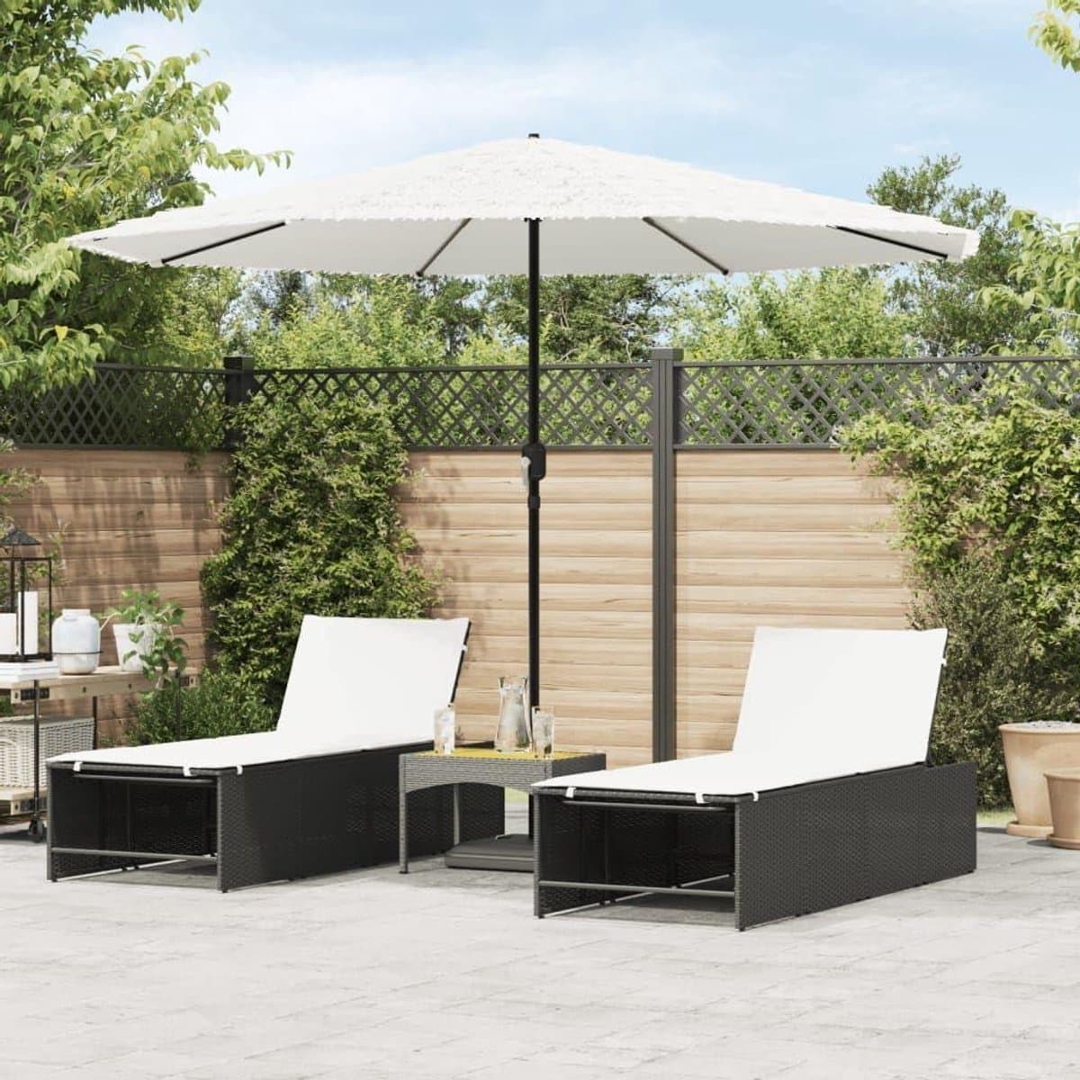 Parasol met stalen mast - Grote marktparasol - Terras Zomer - Robuust weerbestendig - 324 x 247 cm - Wit