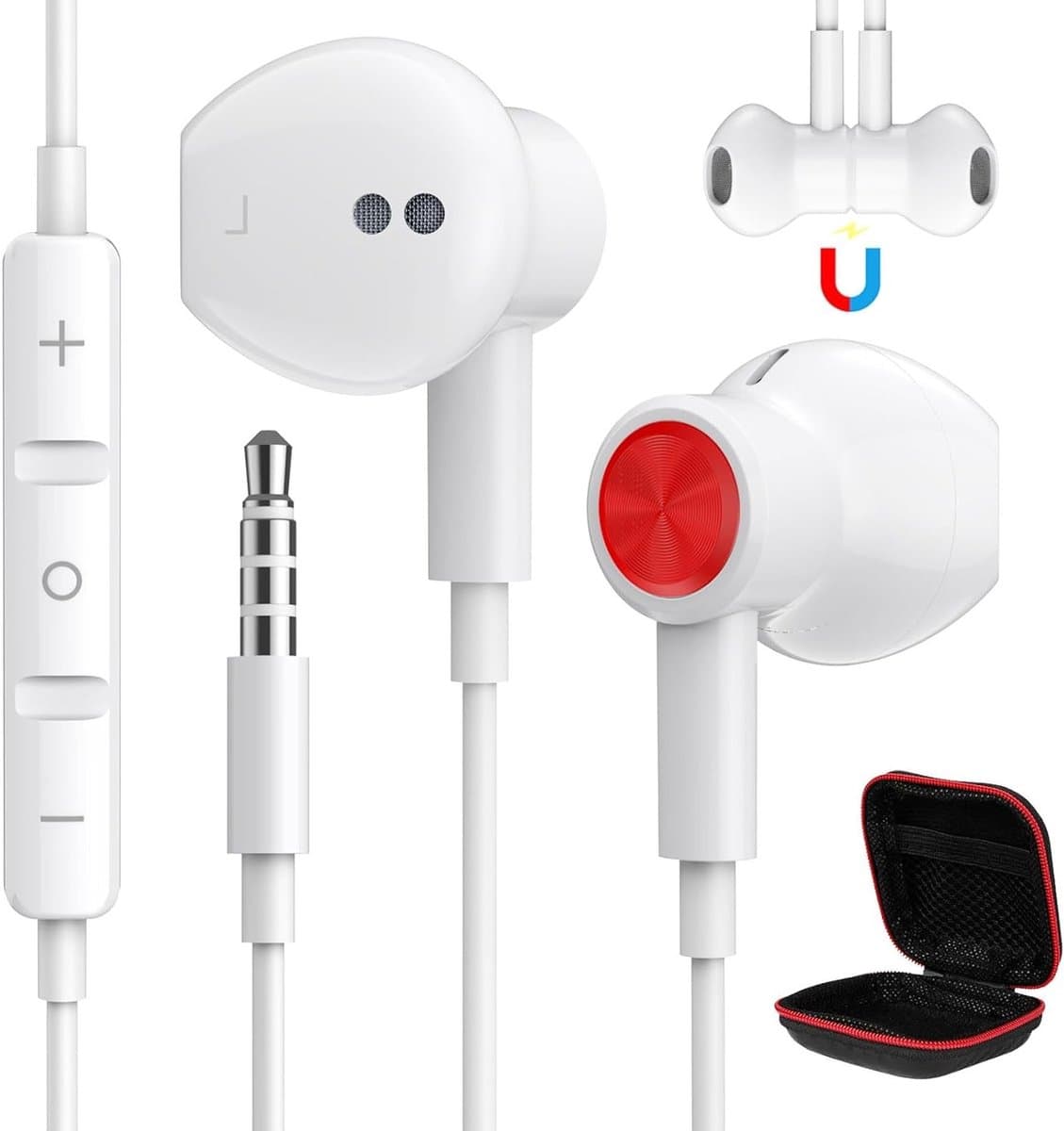 Draadgebonden hoofdtelefoon met microfoon en ruisonderdrukking voor smartphones en tablets, 3.5mm jack, ideaal voor muziek en bellen
