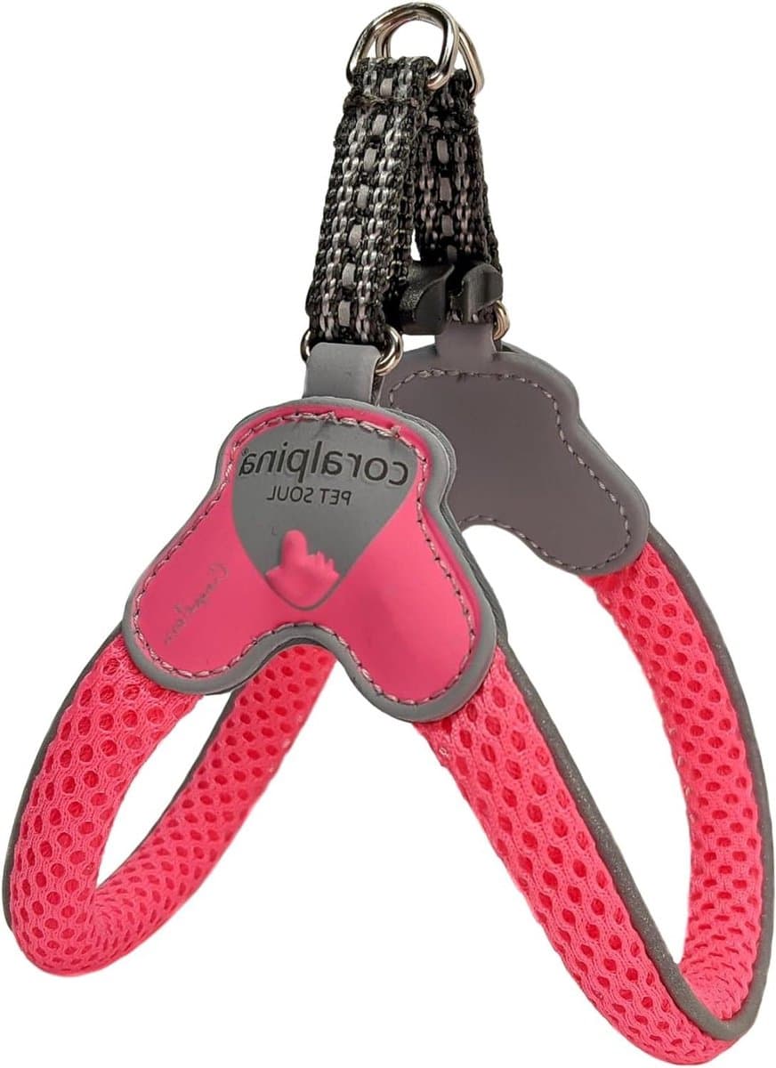Honden tuigje - Borstband hond - Stadswandeling - Vrijheid beweging - Maat XXS - Neon roze