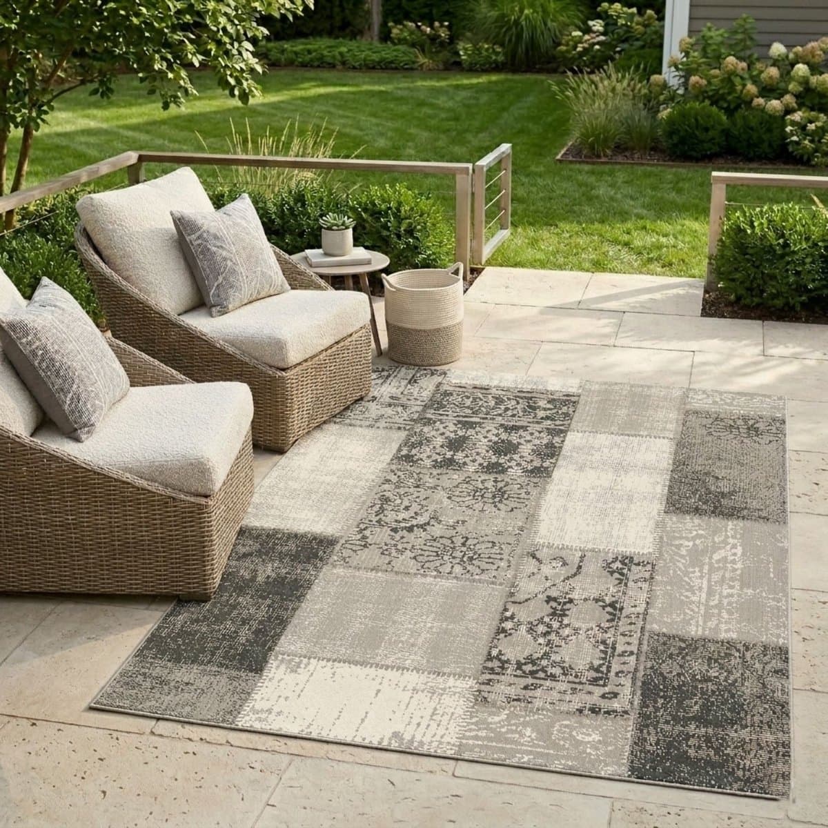 FLOORDIREKT Buitenkleed - Tuintapijt - Vloerkleed - Cotton - Grijs - 80 x 150 cm