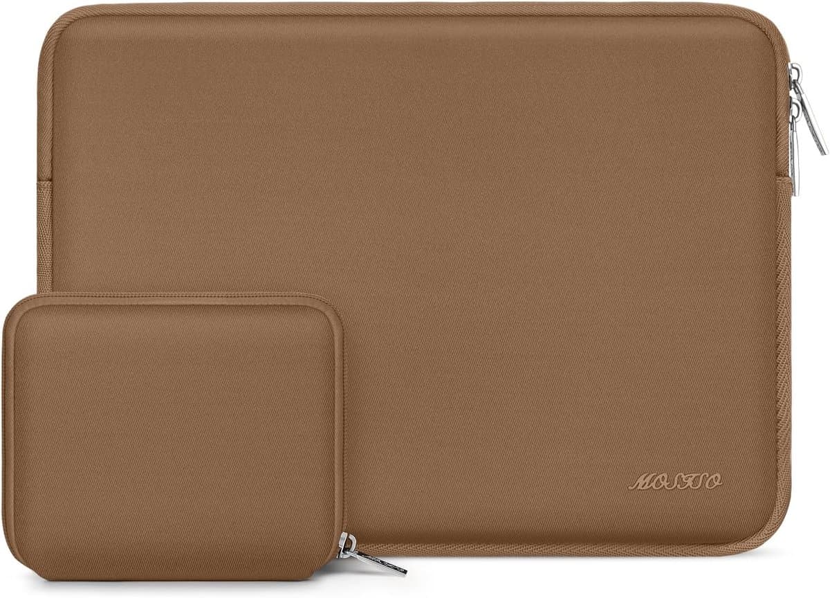 MOSISO Laptophoes tas 13,3 inch, 13-13,3 inch laptophoes compatibel met MacBook Air/Pro 13/Pro 14 inch M4 M3 M2 M1, HP Dell ASUS Lenovo notebook, neopreen sleeve met kleine hoes, mokka