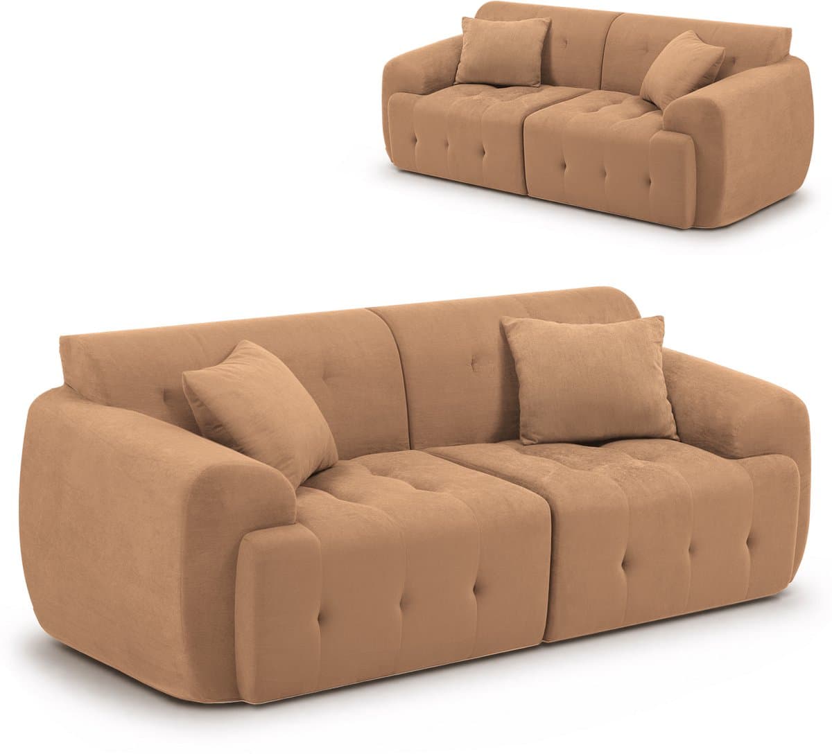 COMHOMA - 2-Zits Bank 180 cm - Modern Stoffen Design zonder Montage - Bruin