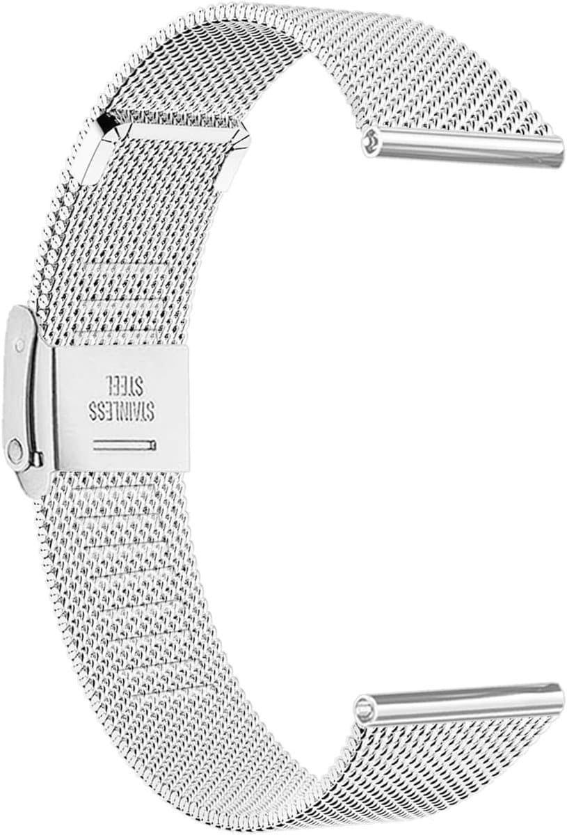 Stainless Steel Horlogeband 18mm 19mm 20mm 22mm - Unisex Vervangband van Metaal met Snelle Verandering en Mesh Ontwerp voor Garmin, Galaxy en Amazfit Horloges
