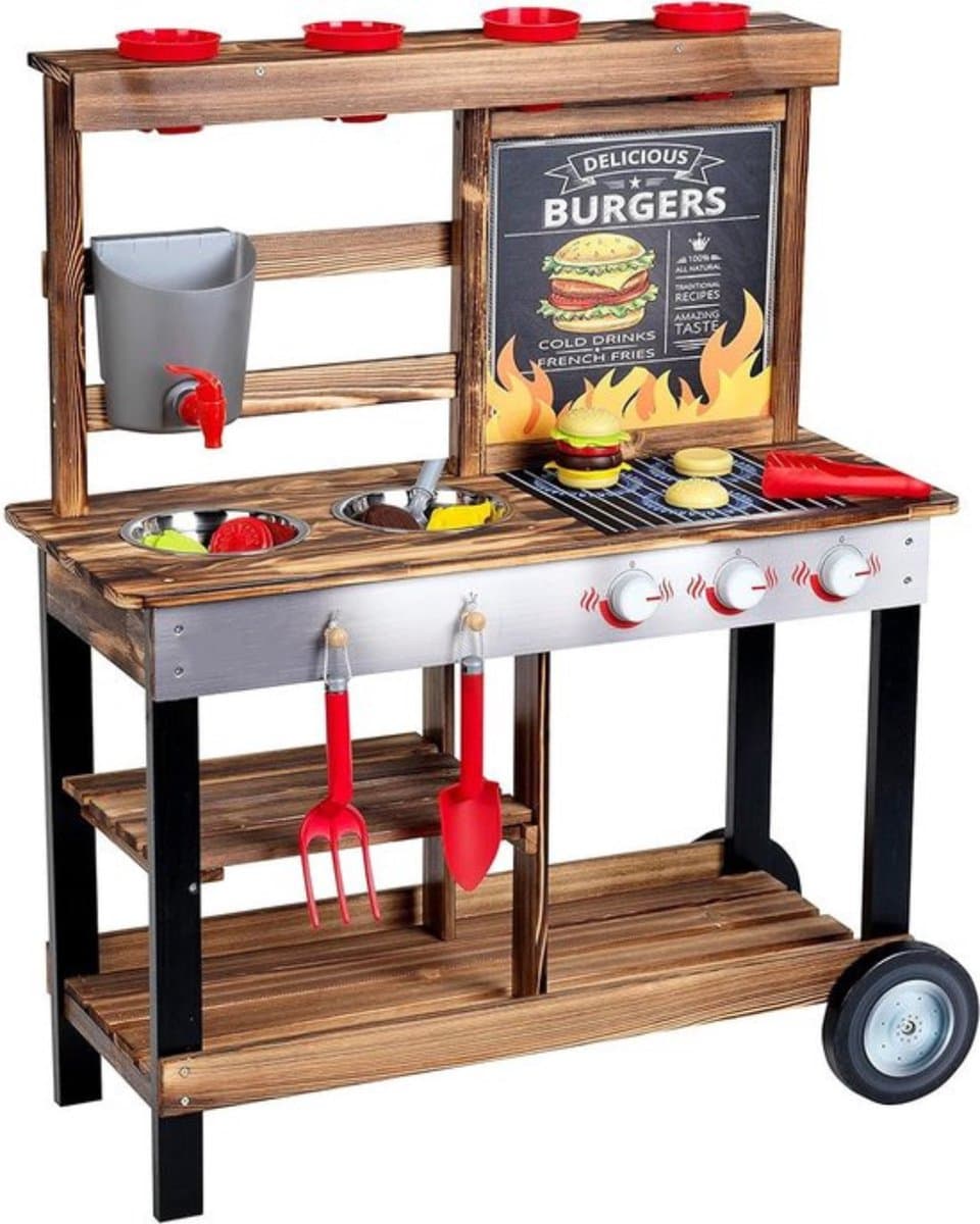 Thuys - Buitenkeuken Speelgoed - Modderkeuken met Wielen - Mud Kitchen - Kinderspeelgoed 2 Jaar voor Jongens en Meisjes - Speelkeuken met BBQ