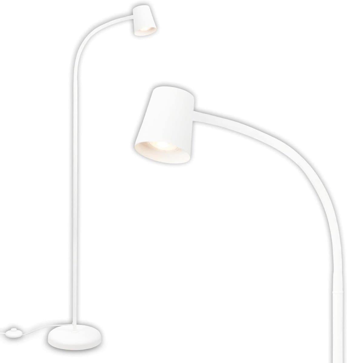 KAD® Booglamp - Staande Vloerlamp - Dimbaar - Inclusief Lampenkap - Modern Design - Wit - 21cm x 22cm x 128cm