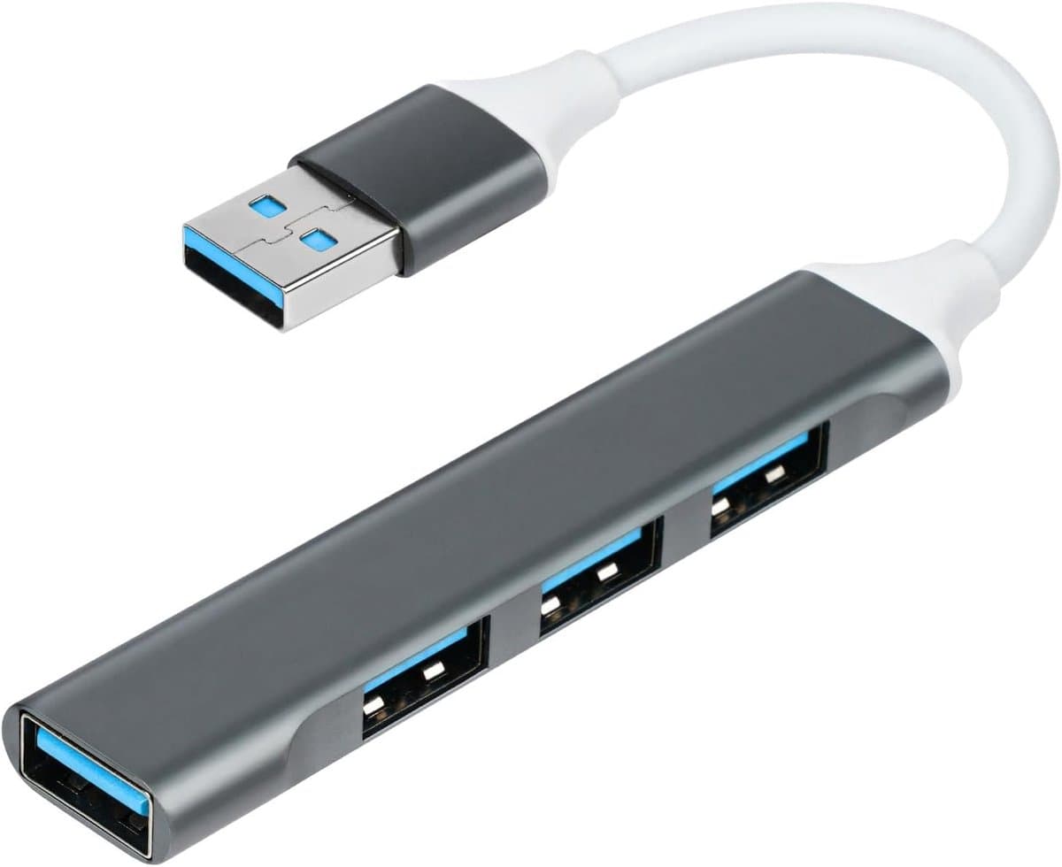 4-in-1 USB 3.0 Hub met 1 USB 3.0 en 3 USB 2.0 Poorten voor Laptop, Console, Printer en Meer, Ideaal voor Gegevensoverdracht en Apparaten Aansluiten