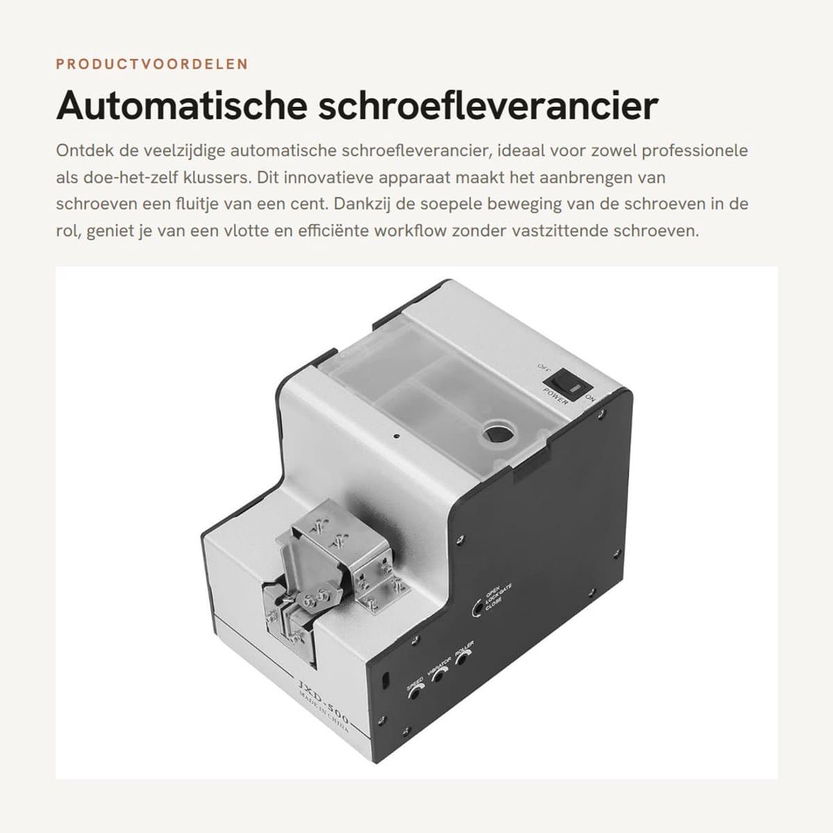Dailygoods- Schroefdispenser Automatisch - Verstelbaar Ontwerp - Geschikt voor Machinale/Selvtappende Schroeven - Aluminiumlegering - 100/240 V - Goede Gladheid - Schroefautomaat