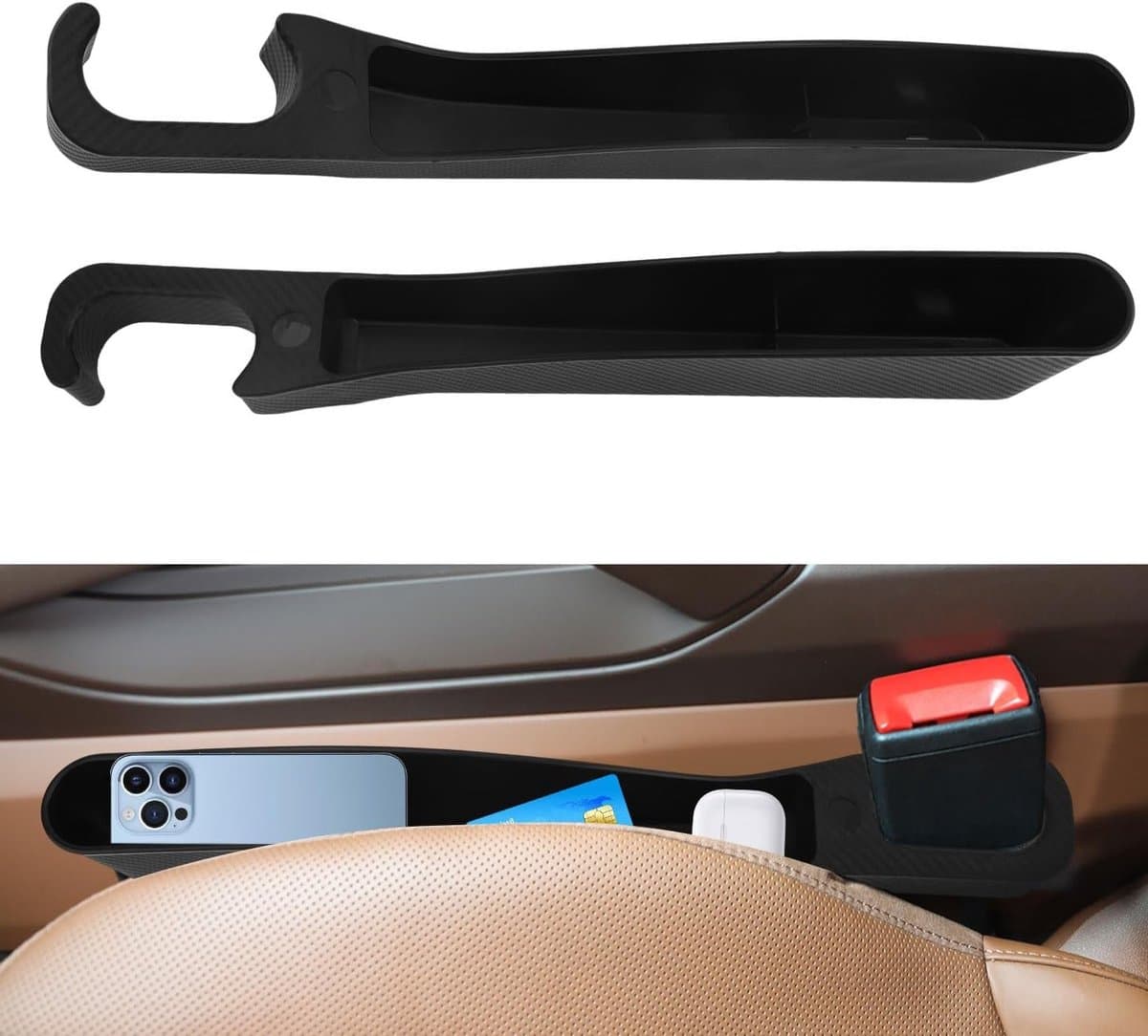 2 Stuks Auto Zitting Opening Vulmiddel Organizer met Oplaadpoort, Universele Opbergdoos voor Zitting Console, Voorkom Verlies van Kleine Voorwerpen, Multifunctionele Auto Interieur Accessoires