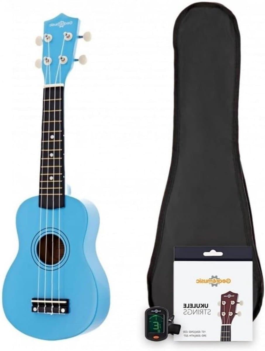 Sopraan Ukulele - Ukelele beginnerspakket - Muziek Leren Spelen - Inclusief Stemapparaat en Tas