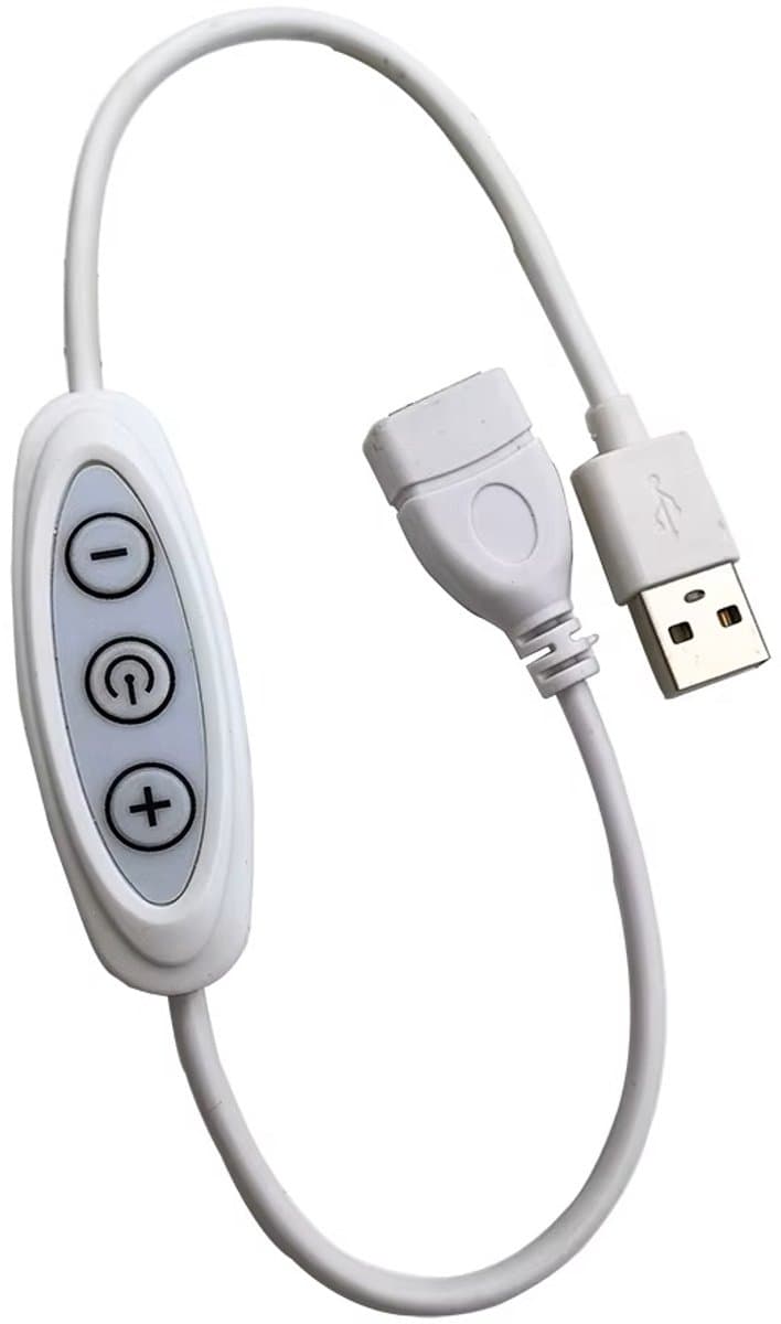 Han-Bar® USB Dimmer Schakelaar voor LED Strip Licht - 5V - 8 Helderheidsniveaus - Wit - 1 Stuks