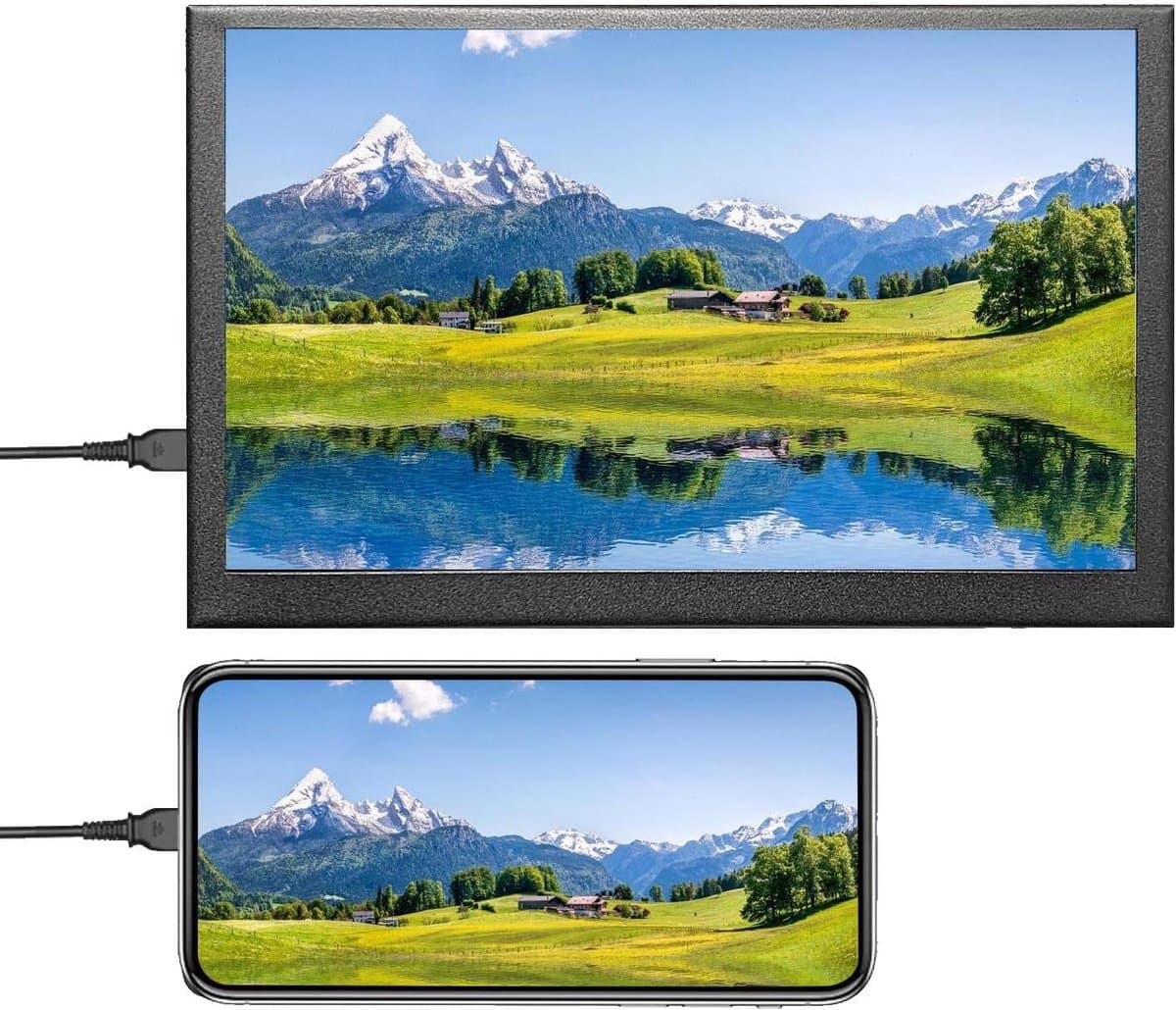 Draagbaar Scherm - Extra Monitor - Systeemstatus Tonen - Capacitief Touchscreen - 7 Inch - Zwart