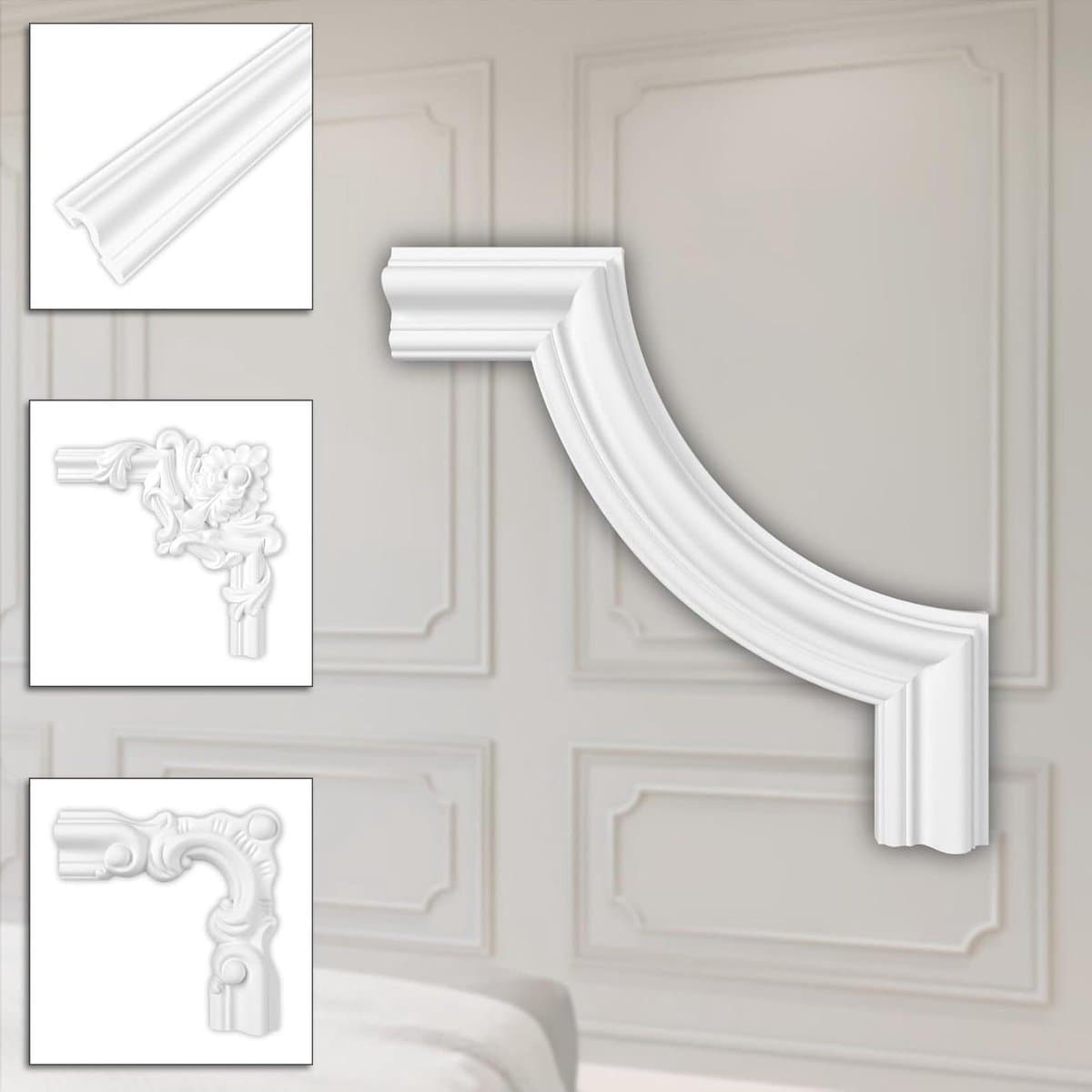 Stucversiering Hoekelementen - Wandlijsten Decoratie - Muur Decoreren - Hoge Dichtheid PU - 170 x 170 mm - Wit