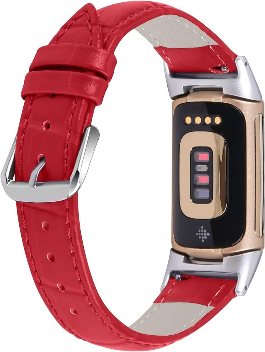 Leren sportarmband voor Fitbit Charge 5, ademend en zacht met metalen gesp, vervangband voor heren en dames, ideaal voor actieve levensstijl