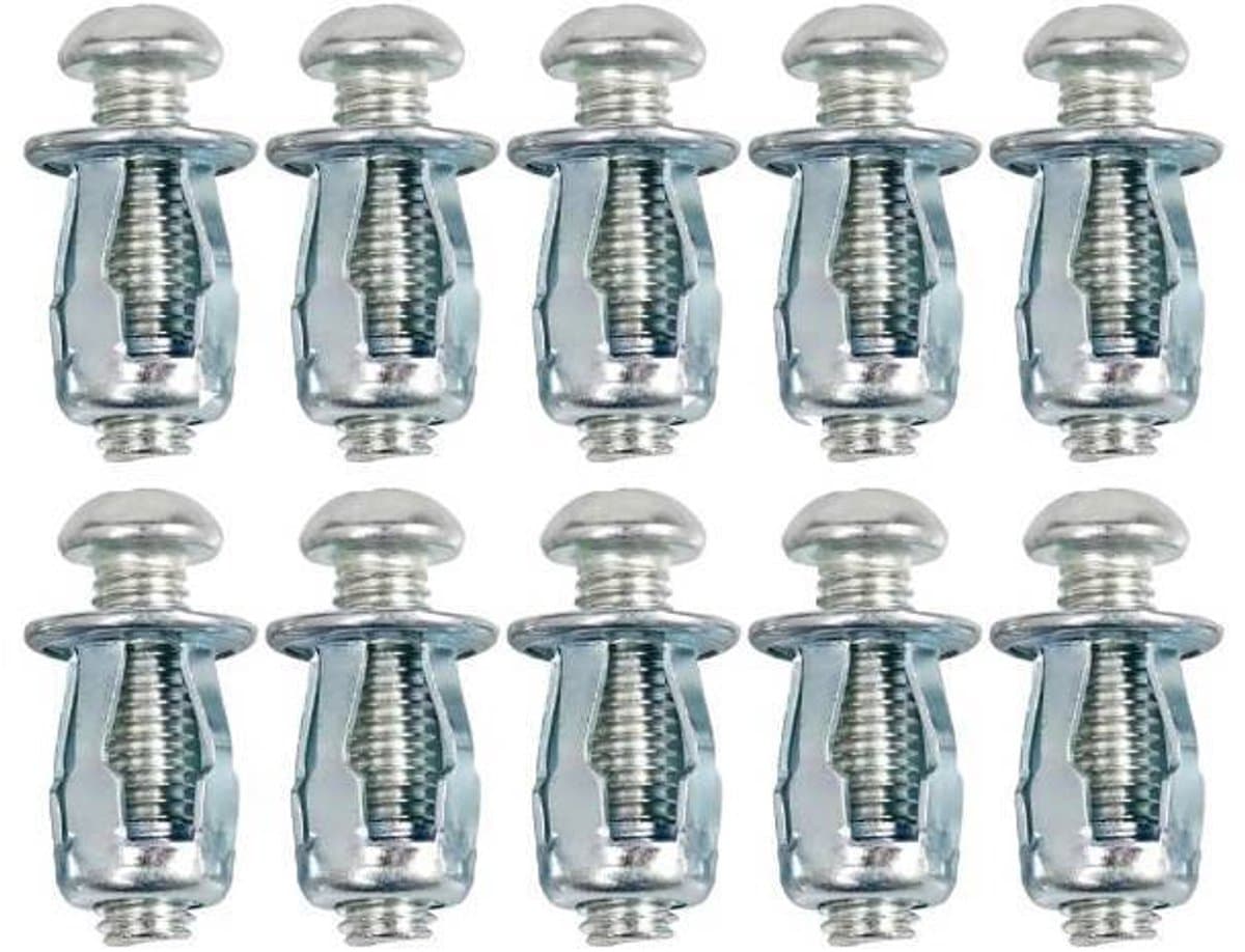 10 ultrakorte M4 metalen holle pluggen - Geschikt voor aluminium platen van 0 tot 5 mm, ijzeren platen en houten platen (20 mm) voor deuren en wanden.