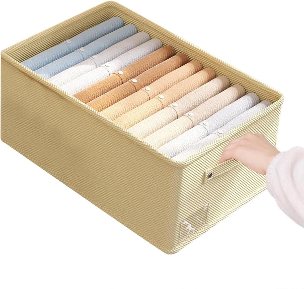 Stoffen opbergbakken - Decoratieve manden - Ruimte organiseren - Opvouwbaar ontwerp - 32 liter - Beige